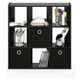 thumbnail image 5 of Simplistic 9-Cube Organizer with Bins, Small Size (Assembled unit dimensions : 7.9"D x 26.5"W x 26.7"H inches), Espresso/Black, 5 of 8