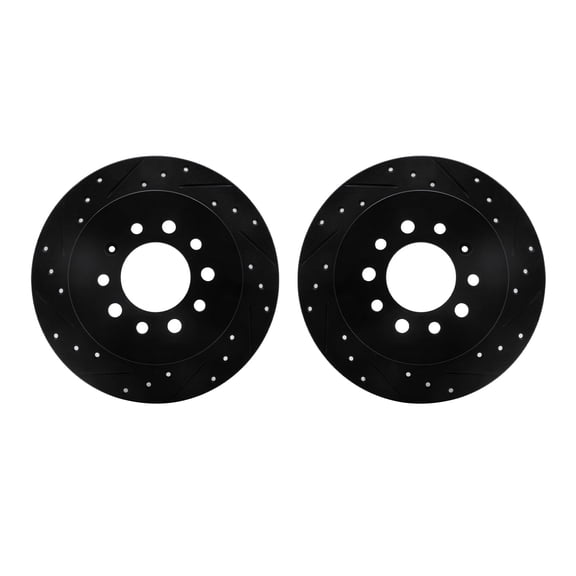 Dynamic Friction Company Rear Brake Rotors-Drilled and Slotted-Black 8002-03060