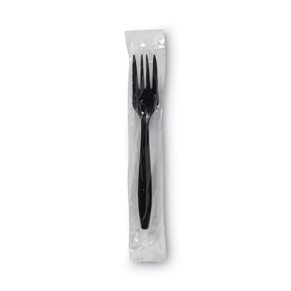 Dixie Individually Wrapped Heavyweight Utensils Fork Plastic Black 1000/Carton PFH53C