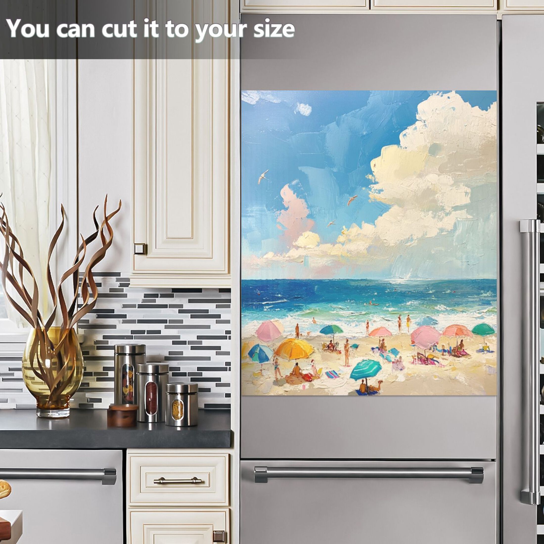 Dishwasher Magnetic Sticker 23x26 Inch Refrigerator Magnetic Sticker Washing Machine Magnetic Sticker Kitchen Panel Magnetic Sticker Home Decor Beautiful Cartoon Sea