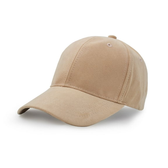 Suede Baseball Cap, Unisex Faux Suede Leather Classic Adjustable Plain Hat Baseball Cap Khaki