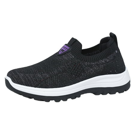 

ZIZOCWA Breathable Mesh Sports Casual Socks Shoes for Women Plus Size Lightweight Running Shoes Sneakers Non-Slip Black Size38