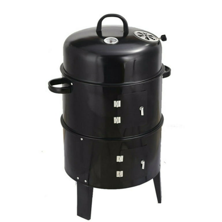 Barbeque Smoker Party Hunting Smoker Camping for Suitable 3-Tier Grill Family Round Backyard Outdoor Charcoal Hiking Grill BBQ Cooking Grill Vertical 3-in-1