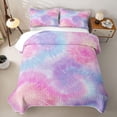 thumbnail image 2 of Homewish Rainbow Tie Dye Quilt Full For Girls,Purple Pink Full Bedspread Sets,3-Piece, 2 of 7