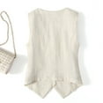 thumbnail image 4 of Womens V Neck Blazer Vest Linen Sleeveless Fitted Waistcoat White XXL, 4 of 5