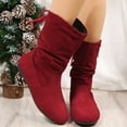thumbnail image 2 of Mid Calf Winter Snow Boots for Women Slouchy Plush Lined Warm Suede Lace up No Heel Short Booties, 2 of 7