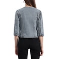 thumbnail image 3 of CHAQUETA DE JEAN CORTA SIN CUELLO PARA MUJERES CON MANGAS 3/4 EN GRIS HUMO TALLA L, 3 of 6
