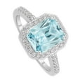 thumbnail image 2 of Believe by Brilliance Women's Fine Silver Plated Aquamarine Cubic Zirconia Ring (Size 7), 2 of 5