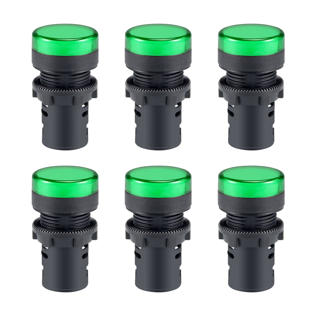 6Pcs AC/DC 110V Indicator Lights, Green LED, Flush Panel Mount 7/8
