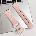 thumbnail image 6 of 3 Pack Floral Engraved Silicone Bands Compatible with Apple Watch Band 42mm 44mm 45mm 49mm Women, Soft Sport Wildflower Strap for iWatch Ultra Series 9 8 SE 7 6 5 4 3 2 1, Pink, 6 of 6