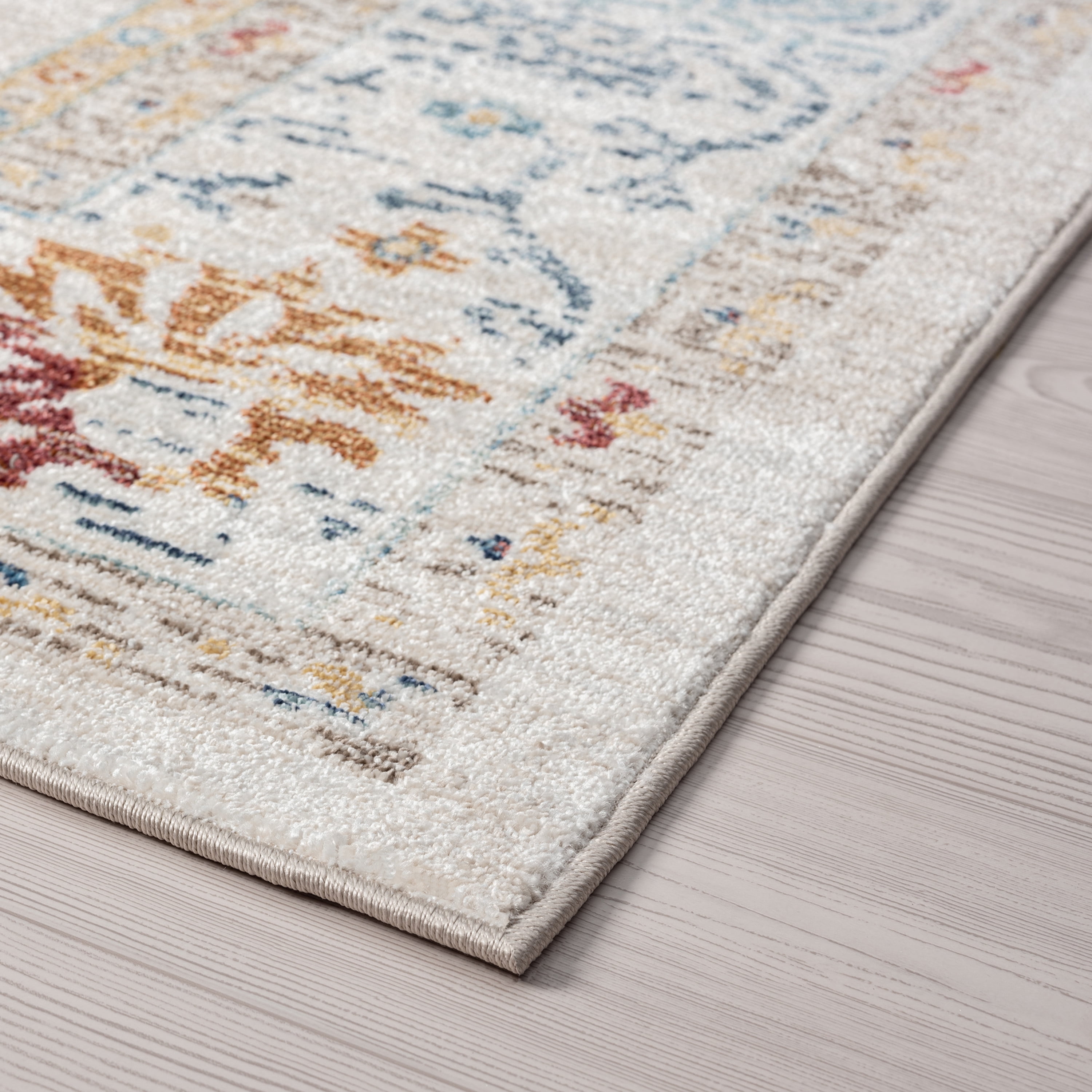 Traditional 5x8 Area Rug (5'3'' x 7'7'') Floral Gray, Cream Living Room Easy to Clean