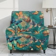 thumbnail image 2 of Renewold Butterfly Bohemian Flower Teal Lazy Boy Recliner Chair Cover Wear Resistant Sofa Slipcover 4 Pieces Comfy Dog Couch Cover Reclining Chair Slipcover with Side Pocket for Pets, 2 of 8