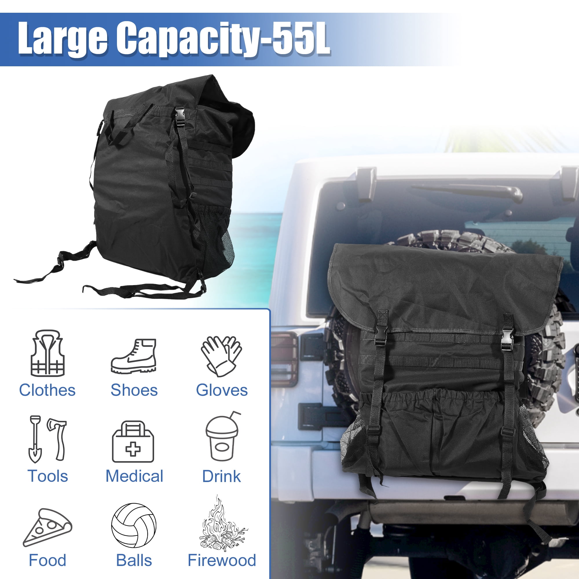 Unique Bargains Universal Outdoor Spare Tire Trash Bag for Off-Road Truck SUV