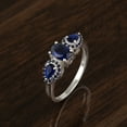 thumbnail image 3 of 7X5MM Oval Shape Blue Sapphire Gemstone 925 Sterling Silver Three Stone Valentines Day Gifts Ring, 3 of 5