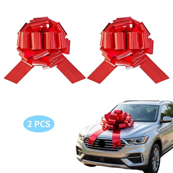 Big Car Bow, Giant Bow For Car, Large Bow For Birthday Presents, Christmas Presents, Large Gift Decoration, 2 Pack, 20 In Diameter Red