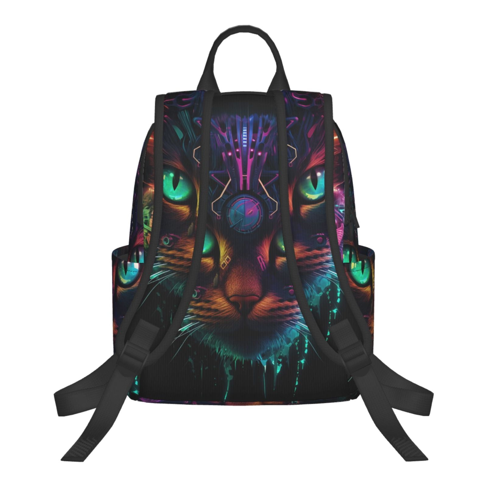 Hirioo Futuristic Cat Warrior for Lightweight Backpack, Durable and Comfortable, Ideal for Travel, School, Hiking, and Everyday Use