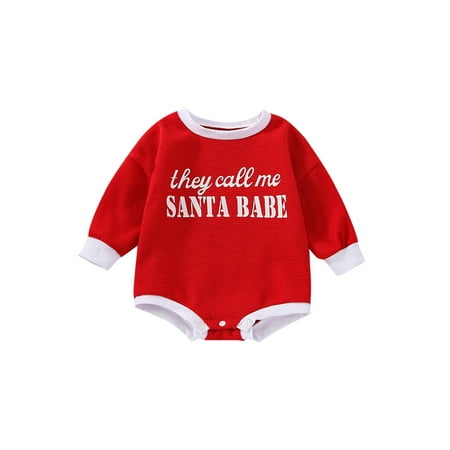 

Canrulo Infant Baby Boys Girls Christmas Outfits Santa Romper Sweatshirt Jumpsuit Bodysuit Xmas Clothes Red 18-24 Months