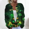 thumbnail image 2 of Hueook St Patricks Day Cardigan Women's Casual St. Patrick's Day Print Knit Cardigan Button Up Coat Green 3X, 2 of 5