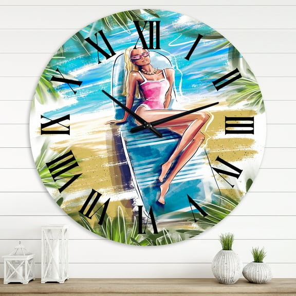 Designart 1 in Quartz Coastal Wall Clock