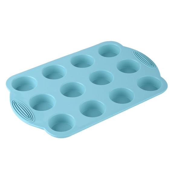 1 Pack Silicone Muffin Pan 12 Cup Regular Size Cupcake Baking Tray BPA Free Nonstick Silicone Muffin Mold Oven Microwave Dishwasher Safe Blue