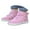 Pink, variant on Girls Boys Barefoot Snow Boots Adjustable Strappy Booties Casual Furry Lined Wide Toe Box Flats Shoes