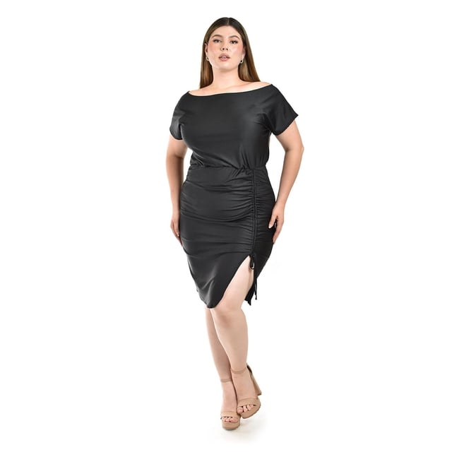 Vestido de satín Roman Fashion /Tallas Extras, 4299 (Negro) negro 42