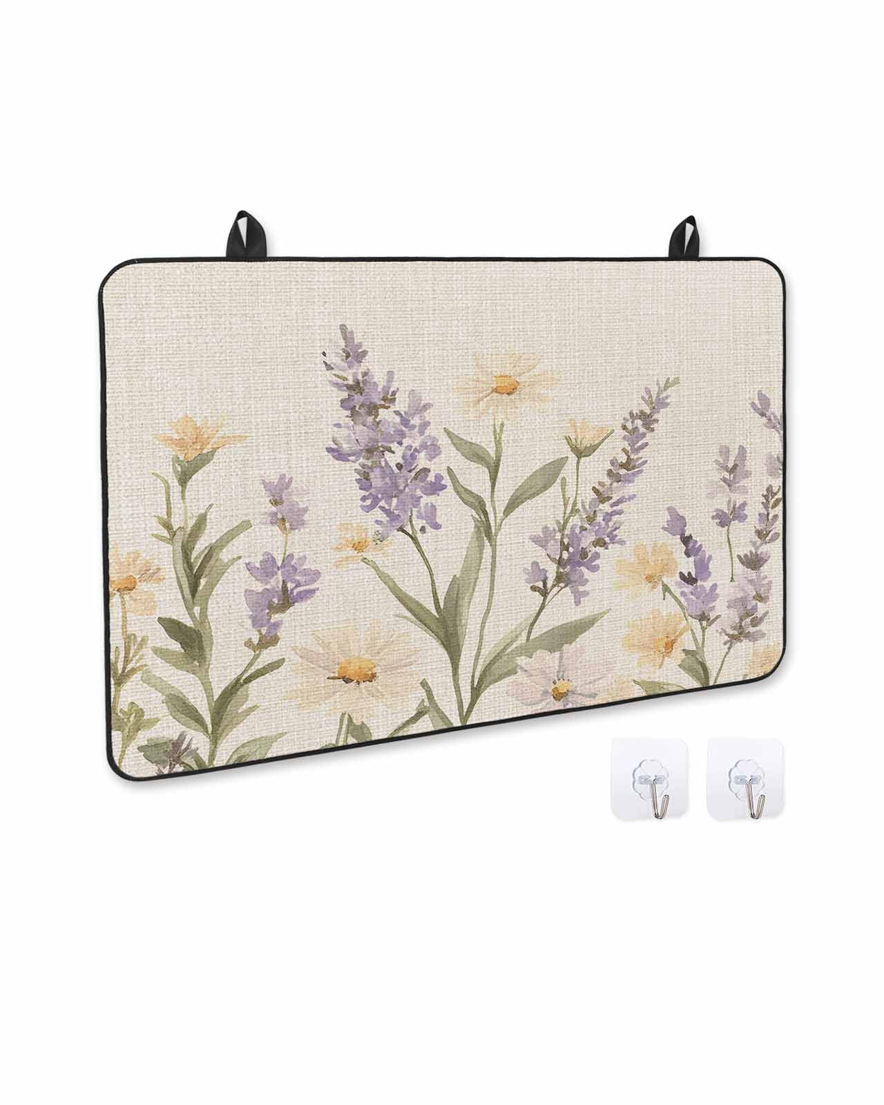 nqOlkjepod Large Induction Cooktop Protector Mat 24"x21", Spring Lavender Stove Top Covers for Electric Stove, Farmhouse Floral Vintage Decorative Stove Burner Cover Mats, Glass Top Stove Cover