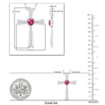 thumbnail image 4 of Dazzlingrock Collection 5X5mm Heart Shaped Center Ruby & Round White Diamond Religious Cross Pendant for Women with Silver Chain (0.21 ctw, Color I-J, Clarity I1-I2) in 18K White Gold, 4 of 5
