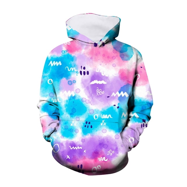 3D Visual Digital Printed Girls Tie Dye Hoodie Pullover Sweatshirt with Front Pocket