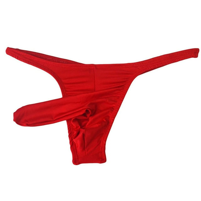 WZXFASHION Men's Fashion Sretch G-string T-back Micro Thong Briefs Underwear Intimates Red One size