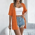 thumbnail image 2 of Ahabrexf Short Sleeve Blouses for Women, Oversized Hollow Out Knit Cardigan Top, 2 of 7