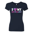 thumbnail image 2 of I Love My Boyfriend Tie Dye Pop Culture Womens Slim Fit Junior Tee, Navy, X-Large, 2 of 3