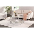 thumbnail image 3 of Holaki Contemporary Acrylic Coffee Table, 32.3'' Round Tempered Glass Coffee Table, Silver  Coffee Table for Living Room,Chrome, 3 of 10