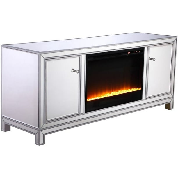 Elegant Decor Modern 60" Mirrored Crystal Fireplace TV Stand in Antique