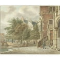 thumbnail image 2 of Reinier Vinkeles 17x15 Gold Ornate Wood Frame and Double Matted Museum Art Print Titled - View of a City Canal After Jan Van Der Heyden (1801), 2 of 4