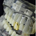 thumbnail image 3 of 14k Gold Plated Open Face Grillz Single Cap Top Hollow K9 Canine Tooth Hip Hop Grills, 3 of 6
