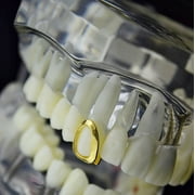 14k Gold Plated Open Face Grillz Single Cap Top Hollow K9 Canine Tooth Hip Hop Grills