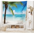 thumbnail image 2 of Ocean Tapestry, Exotic Beach Water and Palm Tree by the Shore Clear Sky Landscape Image, Fabric Wall Hanging Decor for Bedroom Living Room Dorm, 5 Sizes, Green Blue White, by Ambesonne, 2 of 9