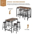 thumbnail image 3 of SYNGAR Dining Table Set for 4 People, 5 Piece Bar Table Set, Vintage Rectangular Counter Height Bar Table with 4 Chairs, Breakfast Bistro Set, Dining Stool Bar Chairs with Black Metal Legs, B1421, 3 of 9