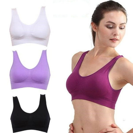 

3 Pack Women Plus Size Sports Bras Seamless Comfortable Workout Yoga Bra with Removable Pads S-3XL