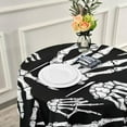 thumbnail image 6 of Coolnut Halloween Tablecloth 60 in,Black and White Halloween Skeleton Hands Party Lace Round Table Cloth Water Resistant Spill Proof Large Table Cover for Kitchen BBQ Hotel Dining Party Decoration, 6 of 7