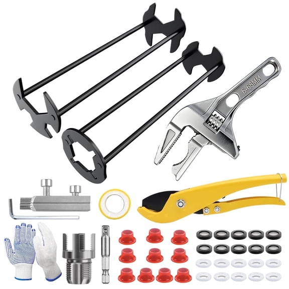GPANDAG 38pcs Basin Wrench Set,Universal Plumbing Tools,Pvc Pipe Cutter for Plumbing Repair,7-in-1 Four-jaw Hex Spanner for Tight Spaces