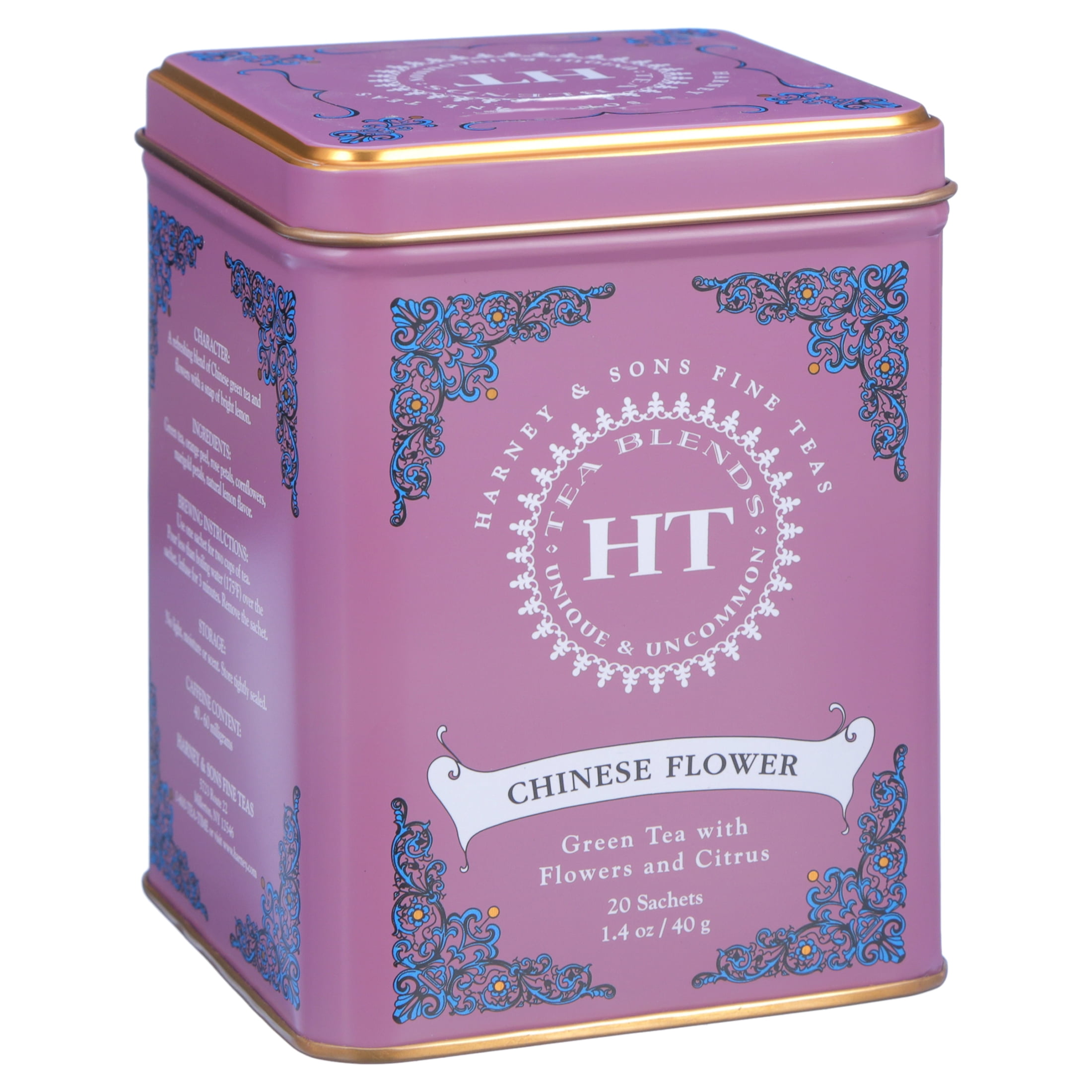 Harney & Sons, Chinese Flower, Green Tea with Flowers and Lemon, 20 Ct