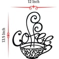thumbnail image 3 of Everydecor Coffee Signs - Coffee Cup Metal Wall Decor - Black Scrolled Mug for Home, Coffee Shop, Kitchen, 3 of 5