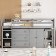 thumbnail image 3 of Euroco Wood Twin Size Loft Bed Frame with Drawers, Portable Desk and Shelves for Kids, 3 of 12