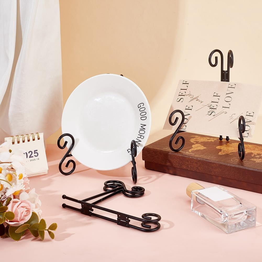 8 Inch Plate Stand Iron Easels Display Stand Metal Plate Holder Frame and Artworks Easel Tabletop Art Rack DIY
