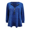 thumbnail image 5 of Arlun,Half Zipper Oversized Tshirts for Women Loose Fit Solid Color Tops Womens V-Neck Long Sleeve Baggy Comfortable Basic Simple Leisure Tshirts Blue XXL, 5 of 5