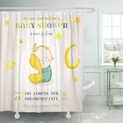 PKNMT Announcement Cute Boy Sleeping Baby Arrival in Beautiful Beauty Birth Birthday Bathroom Shower Curtain 66x72 inch
