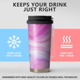 thumbnail image 2 of 18oz Travel Coffee Mug, 316 Stainless Steel Vacuum Insulated Tumbler with 2-in-1 Straw Lid & Strap, Liquid & Marble Print, 2 of 6