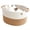 White and Khaki, variant on OAKART Large Dog Toy Basket, Oval Cotton Rope Blanket Basket for Living Room with Handles, 17" x 12.5" x 8.5" (30L), White Khaki